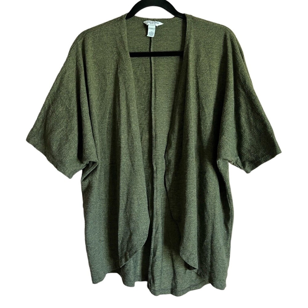 Arizona Jean Co. Open Front Dolman Short Sleeve Cardigan M / L Heather Green